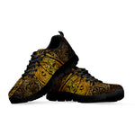 Gold Boho Dragonfly Print Black Sneakers