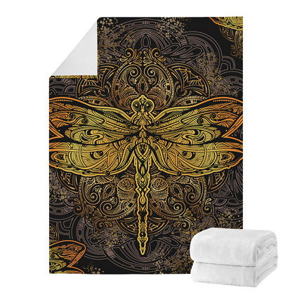 Gold Boho Dragonfly Print Blanket