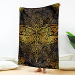Gold Boho Dragonfly Print Blanket