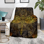 Gold Boho Dragonfly Print Blanket