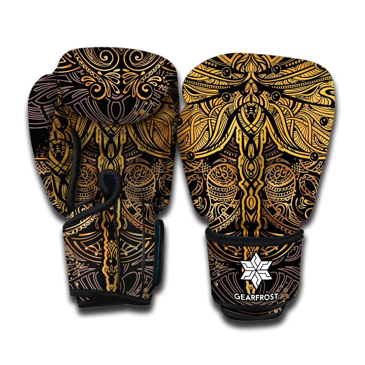 Gold Boho Dragonfly Print Boxing Gloves