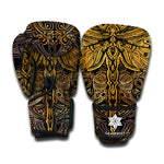 Gold Boho Dragonfly Print Boxing Gloves