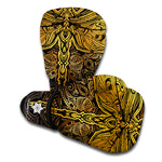 Gold Boho Dragonfly Print Boxing Gloves