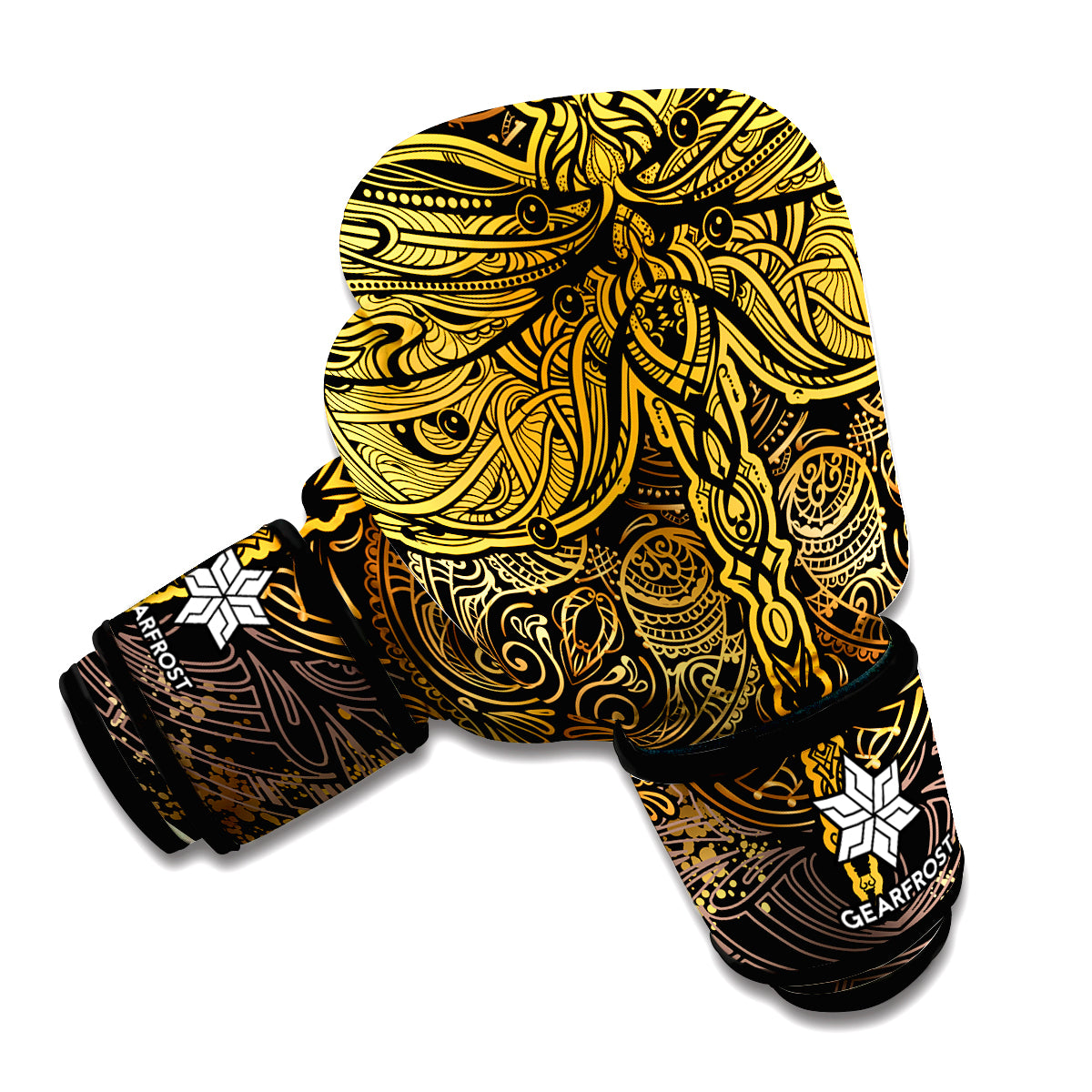 Gold Boho Dragonfly Print Boxing Gloves