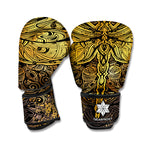 Gold Boho Dragonfly Print Boxing Gloves