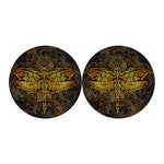 Gold Boho Dragonfly Print Car Coasters