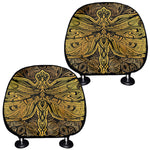 Gold Boho Dragonfly Print Car Headrest Covers