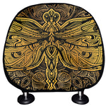 Gold Boho Dragonfly Print Car Headrest Covers
