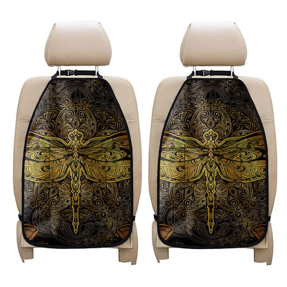 Gold Boho Dragonfly Print Car Seat Organizers