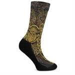 Gold Boho Dragonfly Print Crew Socks