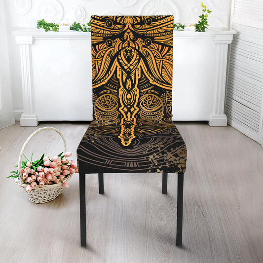 Gold Boho Dragonfly Print Dining Chair Slipcover