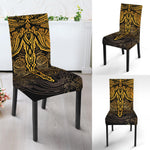Gold Boho Dragonfly Print Dining Chair Slipcover