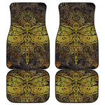 Gold Boho Dragonfly Print Front and Back Car Floor Mats