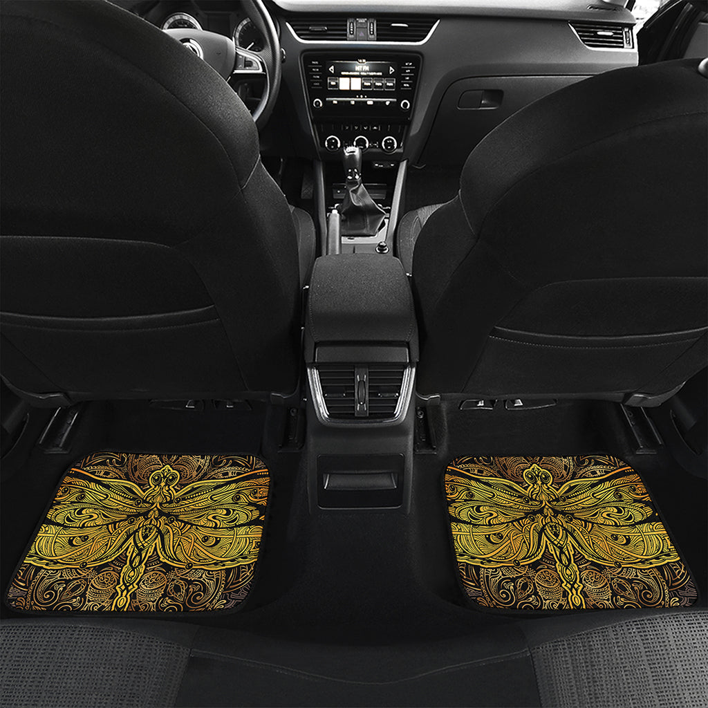 Gold Boho Dragonfly Print Front and Back Car Floor Mats