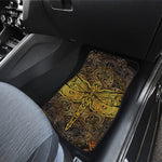 Gold Boho Dragonfly Print Front and Back Car Floor Mats