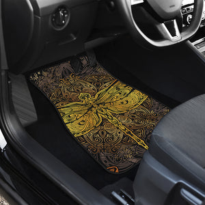 Gold Boho Dragonfly Print Front Car Floor Mats