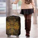 Gold Boho Dragonfly Print Luggage Cover
