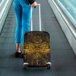 Gold Boho Dragonfly Print Luggage Cover