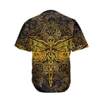 Gold Boho Dragonfly Print Men's Baseball Jersey