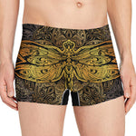 Gold Boho Dragonfly Print Men's Boxer Briefs