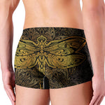 Gold Boho Dragonfly Print Men's Boxer Briefs