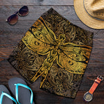 Gold Boho Dragonfly Print Men's Shorts