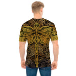 Gold Boho Dragonfly Print Men's T-Shirt
