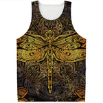 Gold Boho Dragonfly Print Men's Tank Top