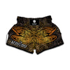 Gold Boho Dragonfly Print Muay Thai Boxing Shorts