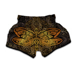 Gold Boho Dragonfly Print Muay Thai Boxing Shorts