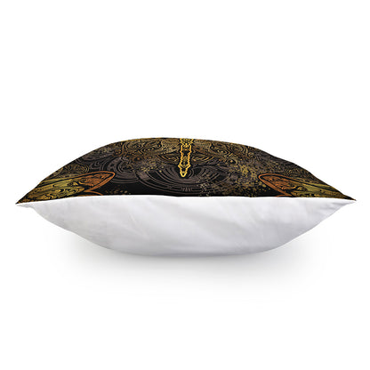 Gold Boho Dragonfly Print Pillow Cover