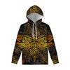 Gold Boho Dragonfly Print Pullover Hoodie