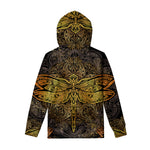 Gold Boho Dragonfly Print Pullover Hoodie
