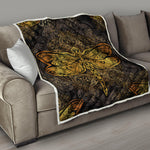 Gold Boho Dragonfly Print Quilt