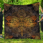 Gold Boho Dragonfly Print Quilt