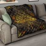 Gold Boho Dragonfly Print Quilt