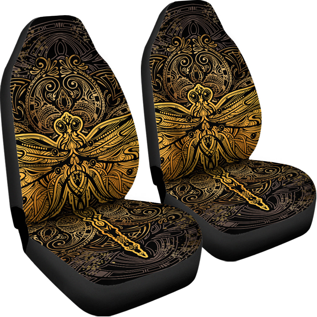 Gold Boho Dragonfly Print Universal Fit Car Seat Covers