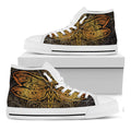 Gold Boho Dragonfly Print White High Top Sneakers