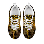 Gold Boho Dragonfly Print White Sneakers
