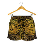 Gold Boho Dragonfly Print Women's Shorts