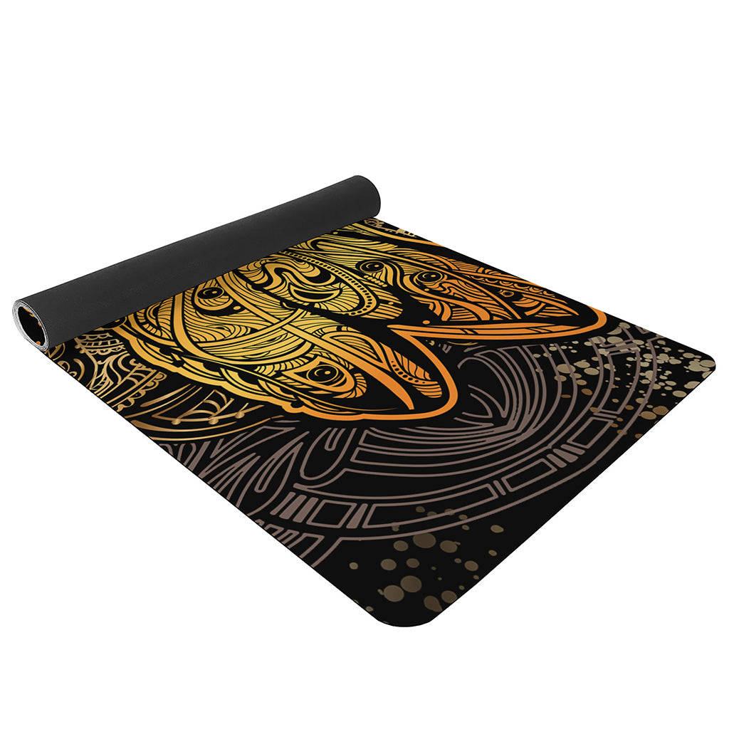 Gold Boho Dragonfly Print Yoga Mat