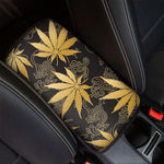 Gold Cannabis Leaf Pattern Print Car Center Console Cover