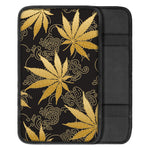 Gold Cannabis Leaf Pattern Print Car Center Console Cover