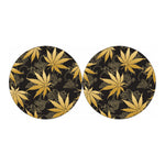 Gold Cannabis Leaf Pattern Print Car Coasters