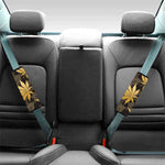 Gold Cannabis Leaf Pattern Print Car Seat Belt Covers