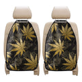 Gold Cannabis Leaf Pattern Print Car Seat Organizers