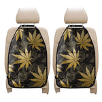Gold Cannabis Leaf Pattern Print Car Seat Organizers