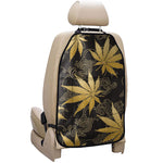 Gold Cannabis Leaf Pattern Print Car Seat Organizers