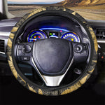 Gold Cannabis Leaf Pattern Print Car Steering Wheel Cover