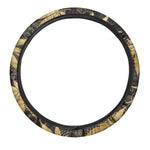 Gold Cannabis Leaf Pattern Print Car Steering Wheel Cover